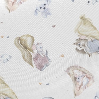 Girl With Cat Midweight Cotton Poplin