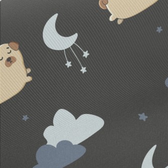 Starry Sky And Pug Midweight Cotton Poplin