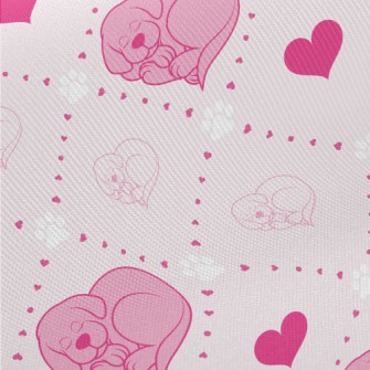 Heart-Shaped Puppy Midweight Cotton Poplin
