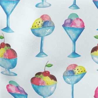 Hand Drawn Watercolor Ice Crea Lightweight Cotton Poplin