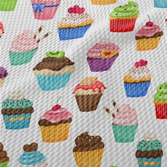 Various Flavors Of Cup Cakes Birdseye Piqué