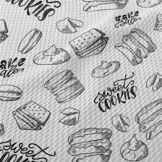 Hand Drawn Various Cookies Birdseye Piqué