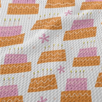 Pink And Orange Candle Cake Birdseye Piqué