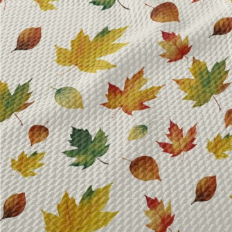 Hand Drawn Autumn Maple Leaves Birdseye Piqué
