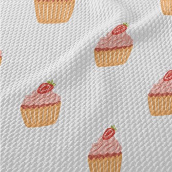 Strawberry Pink Cupcake Birdseye Piqué