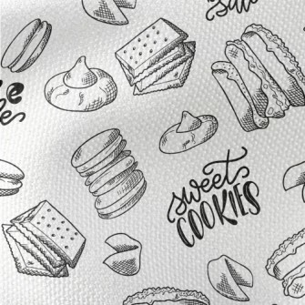 Hand Drawn Various Cookies Waterproof Canvas