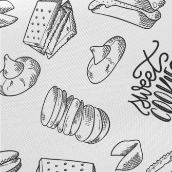 Hand Drawn Various Cookies Twill
