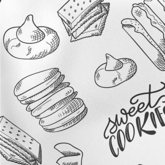 Hand Drawn Various Cookies Stretch Ponte