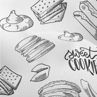 Hand Drawn Various Cookies Lightweight Performance Linen