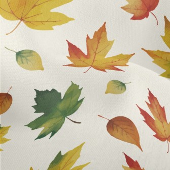 Hand Drawn Autumn Maple Leaves Lightweight Performance Linen