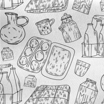 Milk Basket And Egg Packaging Jersey Backed Fleece