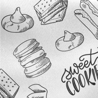 Hand Drawn Various Cookies Jersey Backed Fleece
