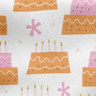 Pink And Orange Candle Cake Jersey Backed Fleece