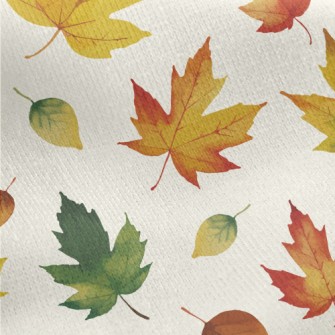 Hand Drawn Autumn Maple Leaves Jersey Backed Fleece