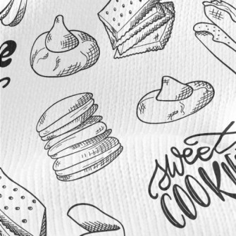 Hand Drawn Various Cookies Stretch Jersey