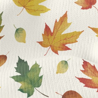 Hand Drawn Autumn Maple Leaves Stretch Jersey