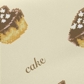 Pixel Heart Chocolate Cake Midweight Cotton Poplin