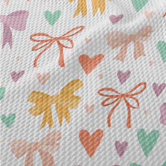 Colorful Bows And Hearts Birdseye Piqué