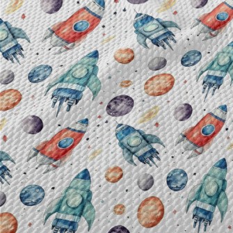 Hand Drawn Watercolor Universe Birdseye Piqué