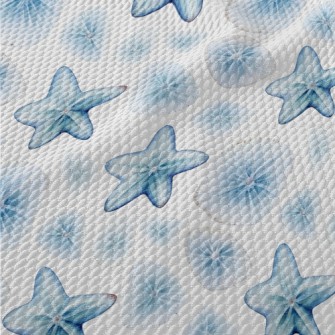 Hand Drawn Starfish And Shells Birdseye Piqué