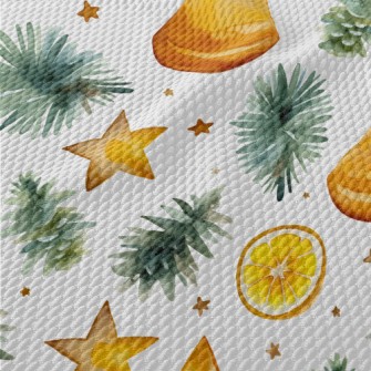 Watercolor Autumn Leaves Star  Birdseye Piqué