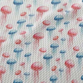 Hand Drawn Colorful Jellyfish Birdseye Piqué