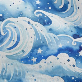 Watercolor Beautiful Waves Chiffon