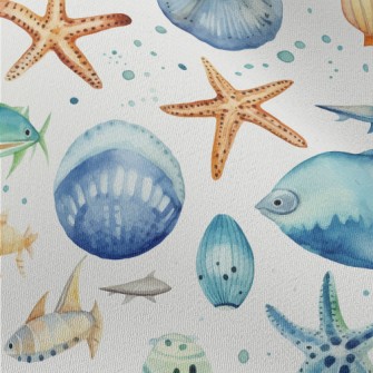 Hand Drawn Starfish Shells Fis Chiffon