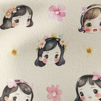 Watercolor Sweet Girl With Flo Waterproof Canvas