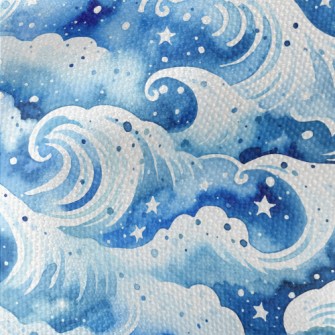 Watercolor Beautiful Waves Waterproof Canvas