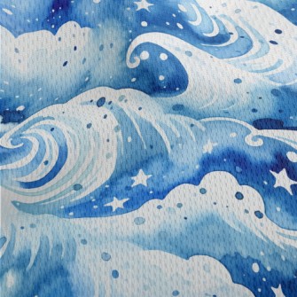 Watercolor Beautiful Waves Athletic Mesh Flat Back