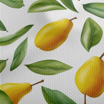 Hand Drawn Pears With Green Le Athletic Mesh Flat Back