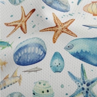 Hand Drawn Starfish Shells Fis Athletic Mesh Flat Back