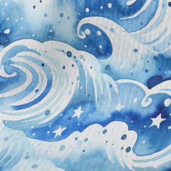 Watercolor Beautiful Waves Terry