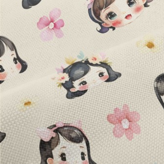Watercolor Sweet Girl With Flo Performance Linen
