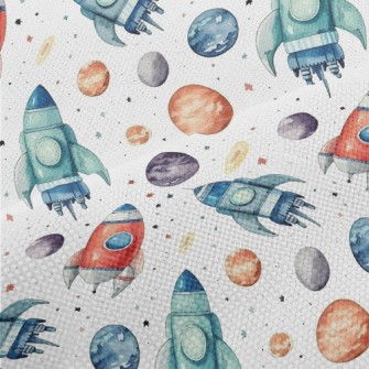Hand Drawn Watercolor Universe Performance Linen