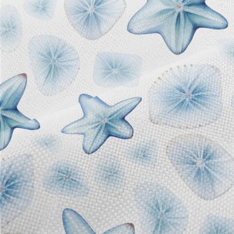 Hand Drawn Starfish And Shells Performance Linen
