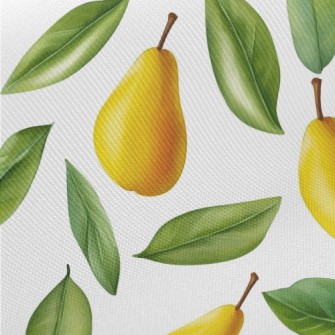 Hand Drawn Pears With Green Le Twill