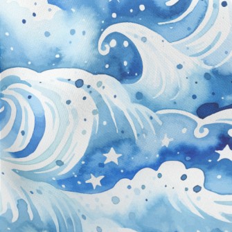 Watercolor Beautiful Waves Stretch Ponte