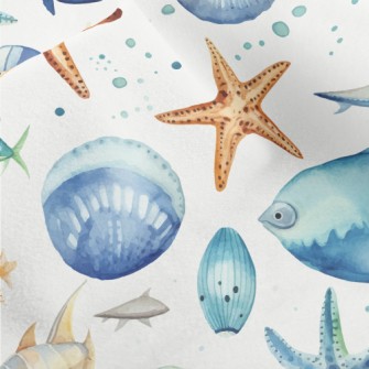 Hand Drawn Starfish Shells Fis Micro Fleece