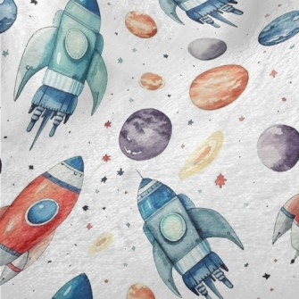 Hand Drawn Watercolor Universe Minky