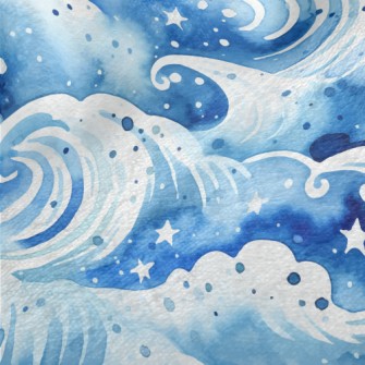 Watercolor Beautiful Waves Minky