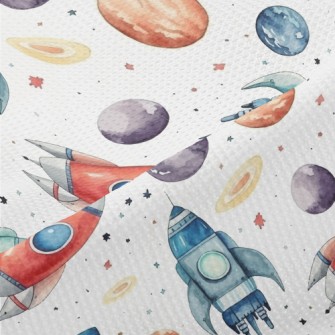 Hand Drawn Watercolor Universe Piqué