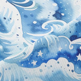 Watercolor Beautiful Waves Piqué