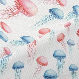 Hand Drawn Colorful Jellyfish Piqué