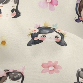 Watercolor Sweet Girl With Flo Lightweight Performance Linen