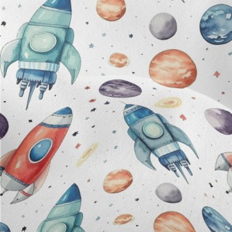 Hand Drawn Watercolor Universe Lightweight Performance Linen