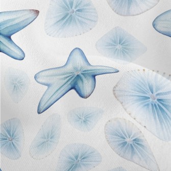 Hand Drawn Starfish And Shells Lightweight Performance Linen