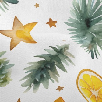 Watercolor Autumn Leaves Star  Lightweight Performance Linen