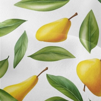 Hand Drawn Pears With Green Le Lightweight Performance Linen